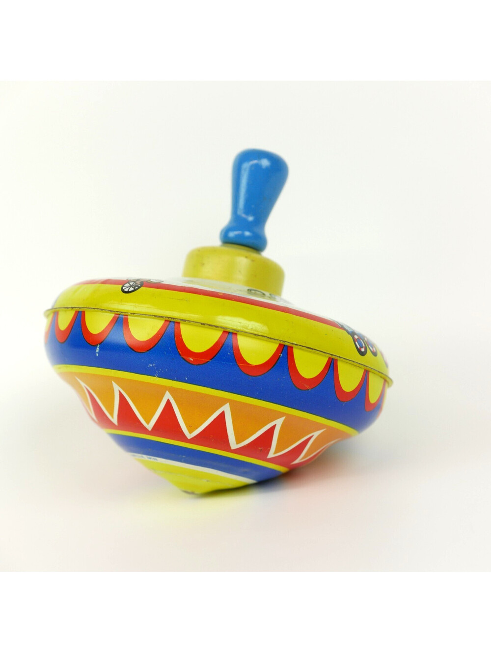 Vintage Ohio Art Tin Litho Spinning Top Toy Circus Train Metal 1950s WORKS!